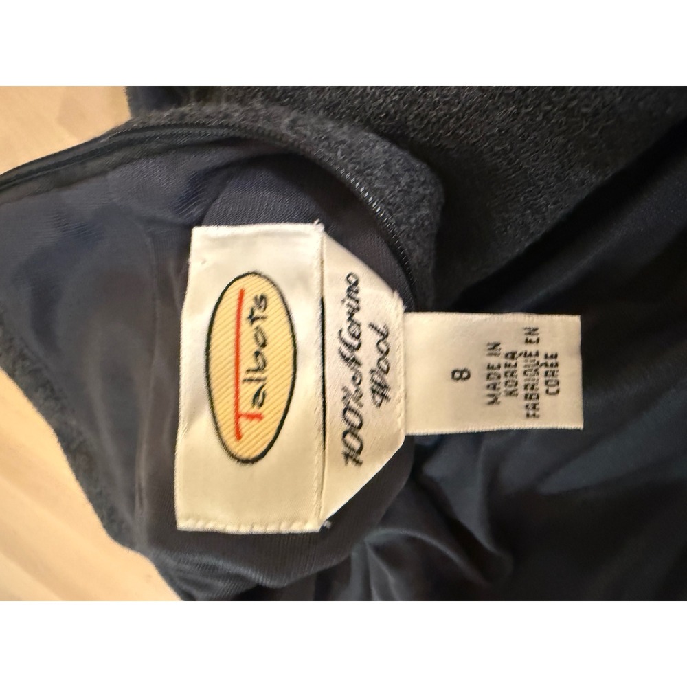 100% Merino Wool Talbots Dark Charcoal Gray Sleeveless Midi Dress - Picture 7 of 10